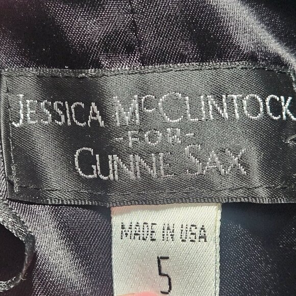 VTG Jessica McClintock Dress 5 Gunne Sax Red Blk Velvet Whimsygoth Old Money Y2K - Picture 5 of 14